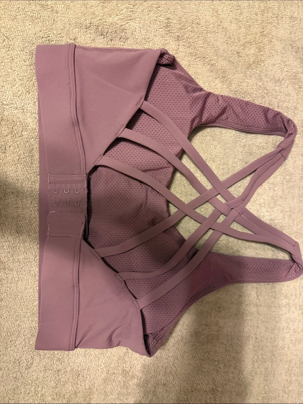 Strappy Back Mauve Sports Bra - Women's Active Support